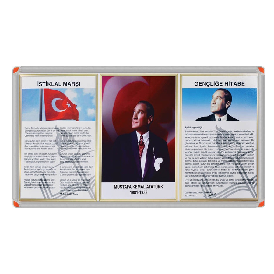 45x90 Üçlü Milli Levha Metal Çerçeveli