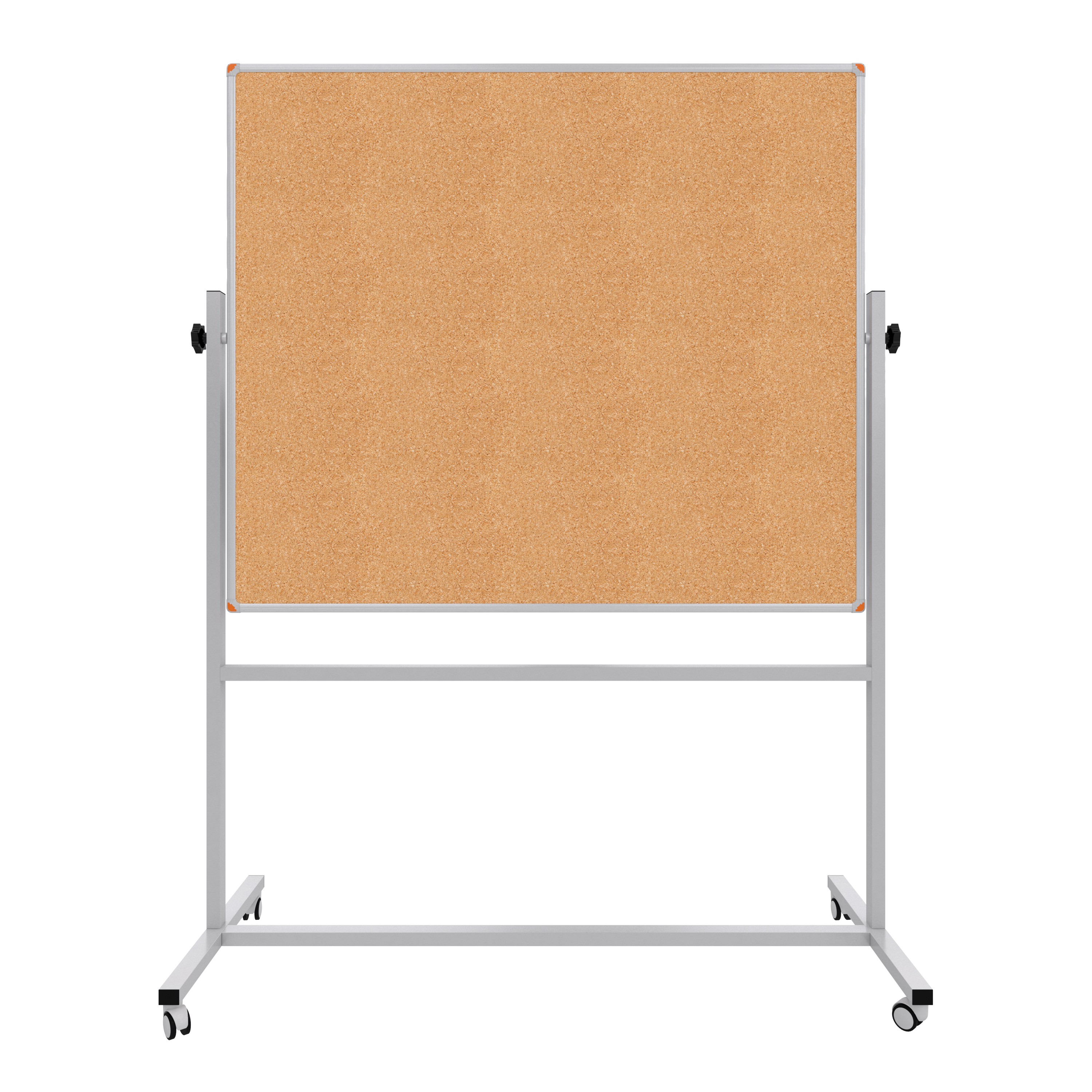 120x140 Mobil Ayaklı Mantar Pano Çift Taraflı 