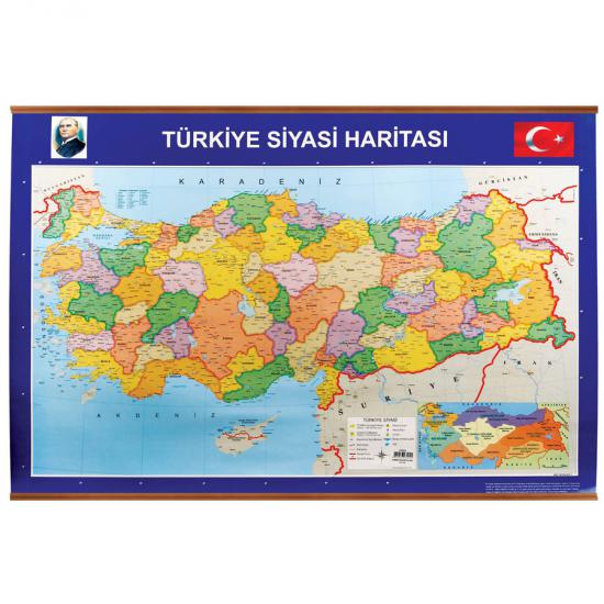 70x100 Türkiye Siyasi + Fiziki Çıtalı Haritası